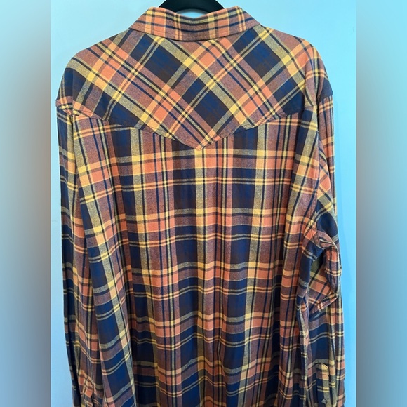 Cody James Men's Plaid Shirt. Rust/blue plaid. Snaps. 100% cotton. XXL. EUC. - Picture 5 of 6
